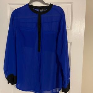 Blue and Black Sheer Blouse